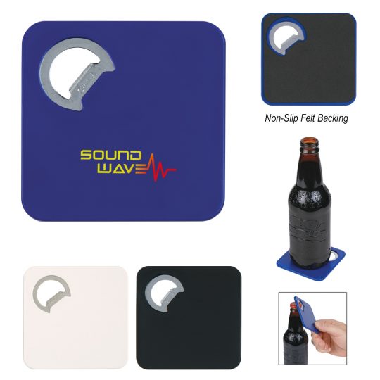 #CM 2008 Square Coaster With Bottle Opener