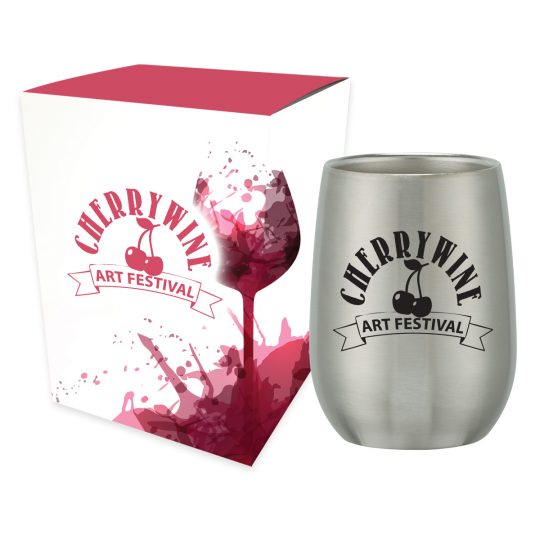 #CM 5728P Stainless Steel Stemless Wine Glass With Custom Box