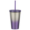 #CM 5745 - 16 Oz. Stainless Steel Double Wall Chroma Tumbler With Straw