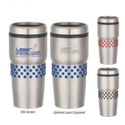 #CM 5857 - 16 Oz. Stainless Steel Tumbler With Dotted Rubber Grips