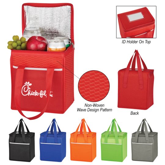 #CM 3560 Non-Woven Wave Design Kooler Lunch Bag