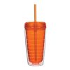 #CM 5716 - 16 Oz. Econo Double Wall Tumbler With Lid And Straw